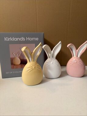 Kirkland's Home Pastel Ceramic Bunny Figurine Trio - Yellow, White, Pink
